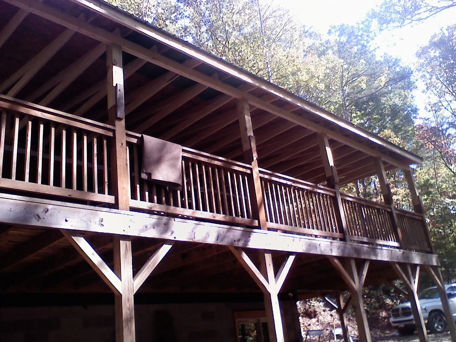 Timber framing under a new elevated porch and deck — Roof Leak Repair in Lake Lure by Roofing Brothers